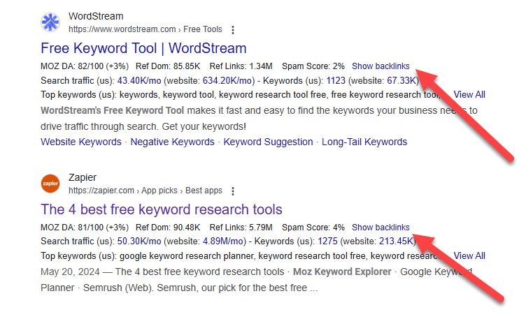 Show Backlinks