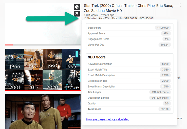 SERP Metrics Popup